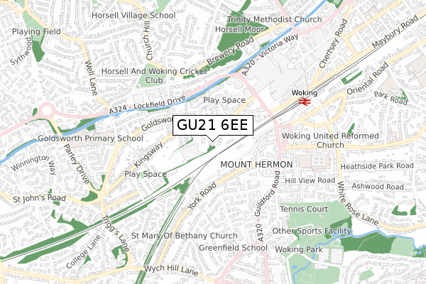 GU21 6EE map - small scale - OS Open Zoomstack (Ordnance Survey)