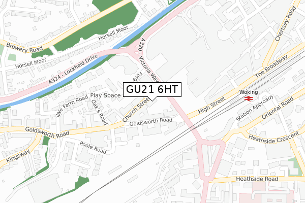 GU21 6HT map - large scale - OS Open Zoomstack (Ordnance Survey)