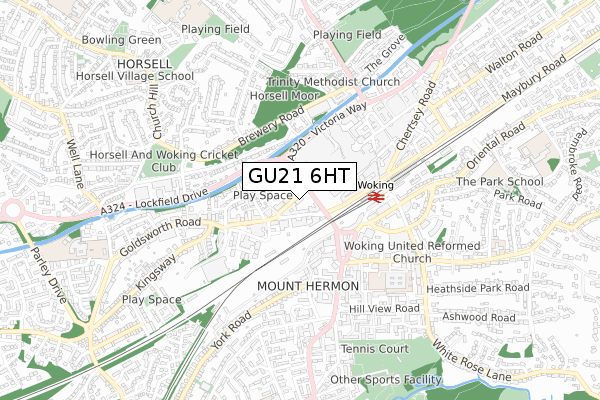 GU21 6HT map - small scale - OS Open Zoomstack (Ordnance Survey)