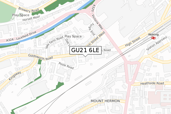 GU21 6LE map - large scale - OS Open Zoomstack (Ordnance Survey)