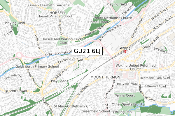 GU21 6LJ map - small scale - OS Open Zoomstack (Ordnance Survey)