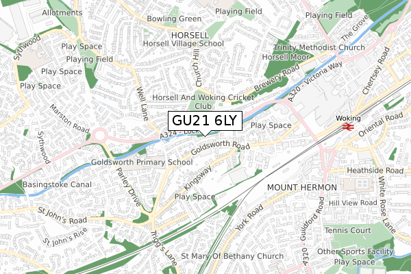 GU21 6LY map - small scale - OS Open Zoomstack (Ordnance Survey)