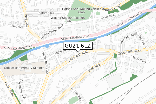 GU21 6LZ map - large scale - OS Open Zoomstack (Ordnance Survey)