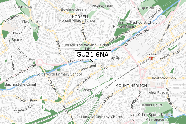 GU21 6NA map - small scale - OS Open Zoomstack (Ordnance Survey)