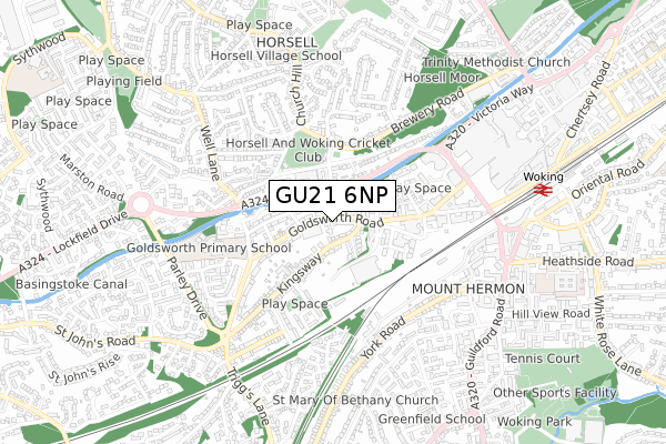 GU21 6NP map - small scale - OS Open Zoomstack (Ordnance Survey)