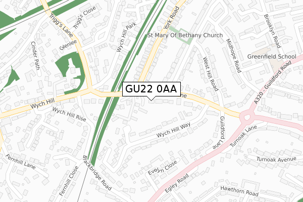 GU22 0AA map - large scale - OS Open Zoomstack (Ordnance Survey)