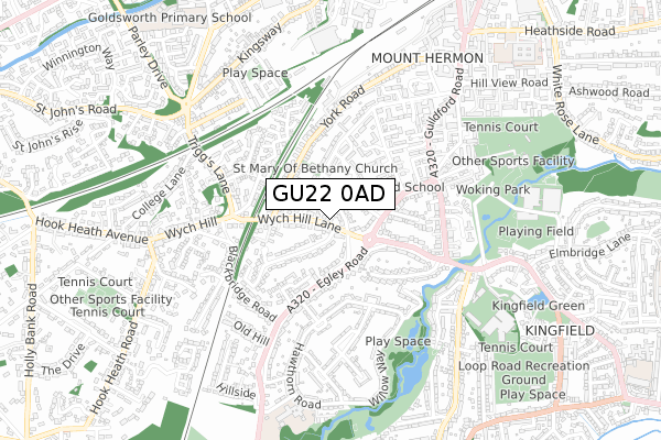 GU22 0AD map - small scale - OS Open Zoomstack (Ordnance Survey)