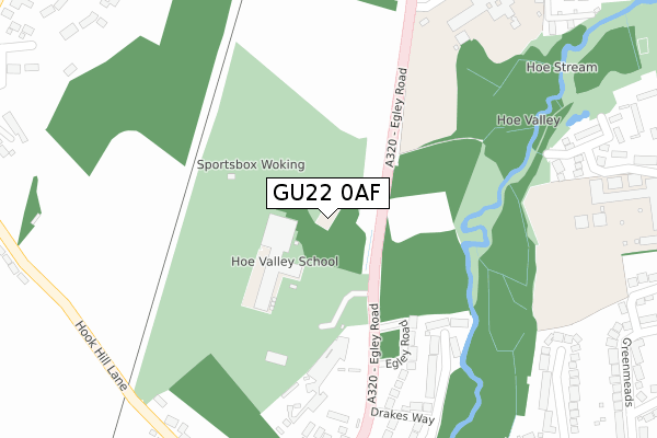 GU22 0AF map - large scale - OS Open Zoomstack (Ordnance Survey)