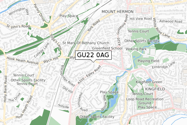 GU22 0AG map - small scale - OS Open Zoomstack (Ordnance Survey)