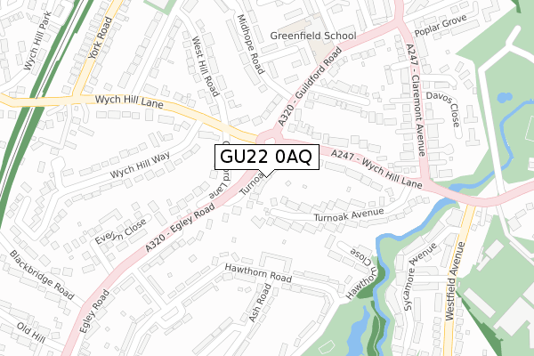 GU22 0AQ map - large scale - OS Open Zoomstack (Ordnance Survey)