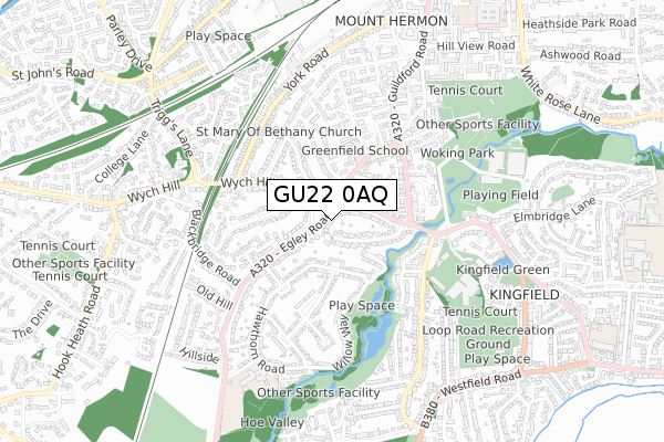 GU22 0AQ map - small scale - OS Open Zoomstack (Ordnance Survey)