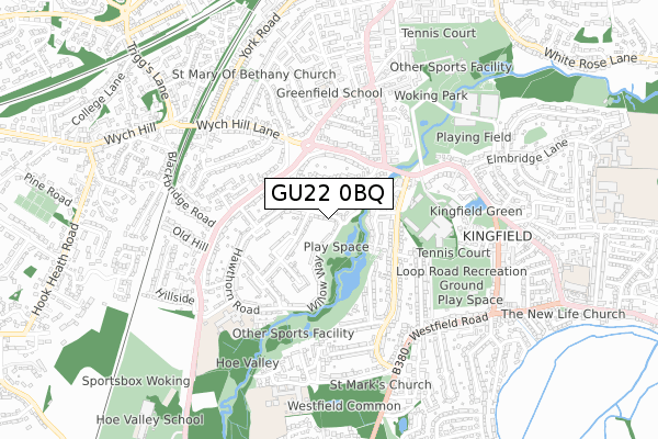 GU22 0BQ map - small scale - OS Open Zoomstack (Ordnance Survey)