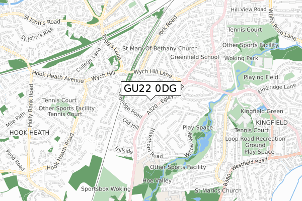 GU22 0DG map - small scale - OS Open Zoomstack (Ordnance Survey)