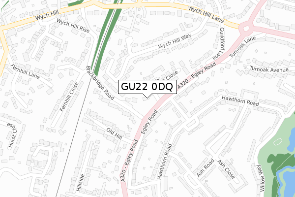 GU22 0DQ map - large scale - OS Open Zoomstack (Ordnance Survey)