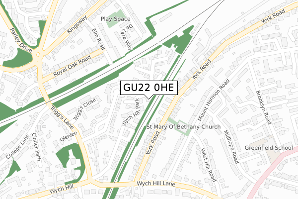 GU22 0HE map - large scale - OS Open Zoomstack (Ordnance Survey)