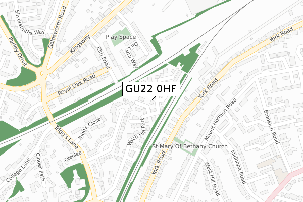 GU22 0HF map - large scale - OS Open Zoomstack (Ordnance Survey)