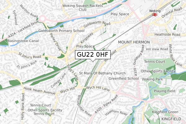 GU22 0HF map - small scale - OS Open Zoomstack (Ordnance Survey)