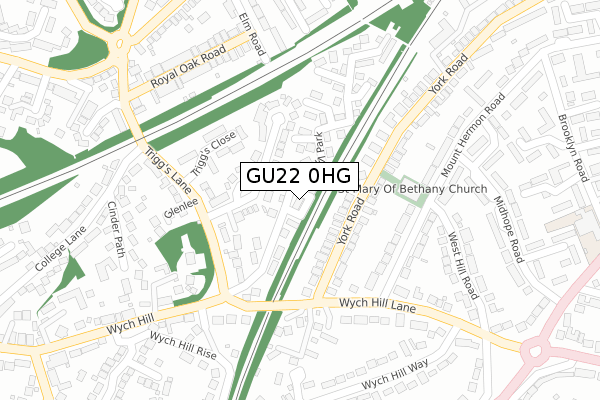 GU22 0HG map - large scale - OS Open Zoomstack (Ordnance Survey)