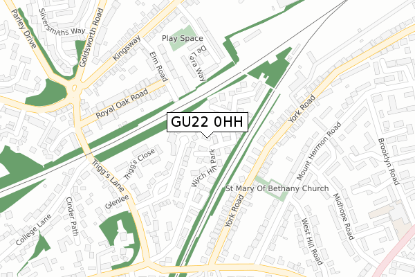 GU22 0HH map - large scale - OS Open Zoomstack (Ordnance Survey)