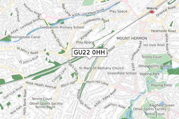 GU22 0HH map - small scale - OS Open Zoomstack (Ordnance Survey)