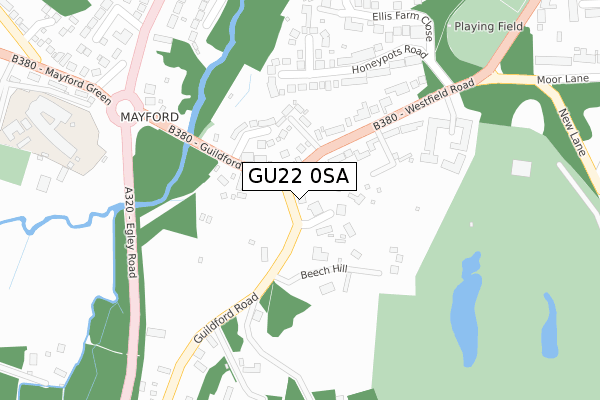 GU22 0SA map - large scale - OS Open Zoomstack (Ordnance Survey)