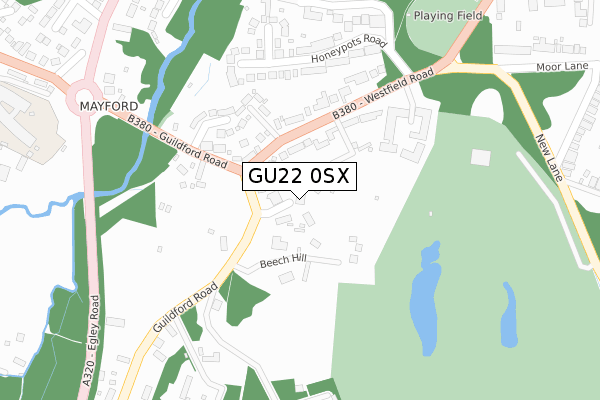 GU22 0SX map - large scale - OS Open Zoomstack (Ordnance Survey)