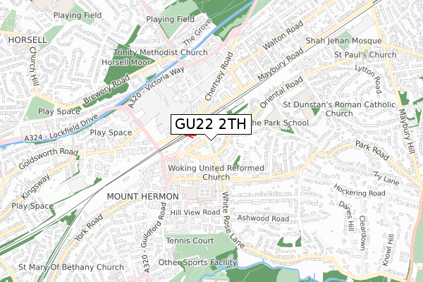 GU22 2TH map - small scale - OS Open Zoomstack (Ordnance Survey)