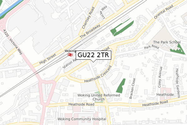 GU22 2TR map - large scale - OS Open Zoomstack (Ordnance Survey)