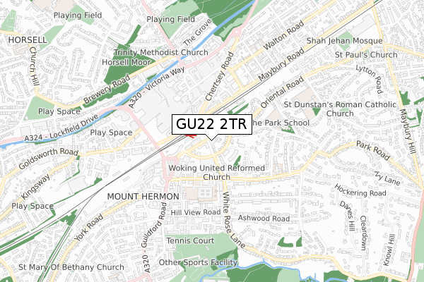 GU22 2TR map - small scale - OS Open Zoomstack (Ordnance Survey)