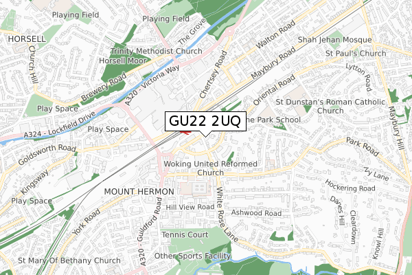 GU22 2UQ map - small scale - OS Open Zoomstack (Ordnance Survey)