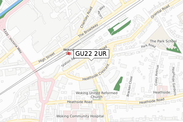 GU22 2UR map - large scale - OS Open Zoomstack (Ordnance Survey)