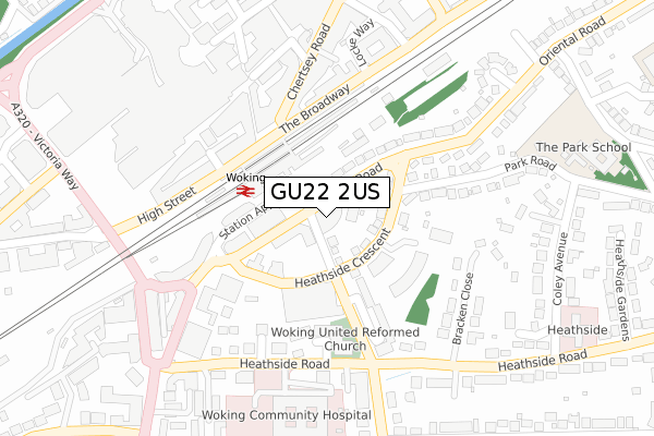 GU22 2US map - large scale - OS Open Zoomstack (Ordnance Survey)