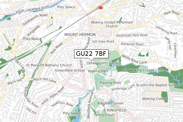 GU22 7BF map - small scale - OS Open Zoomstack (Ordnance Survey)