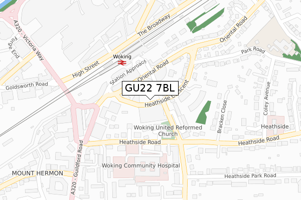 GU22 7BL map - large scale - OS Open Zoomstack (Ordnance Survey)