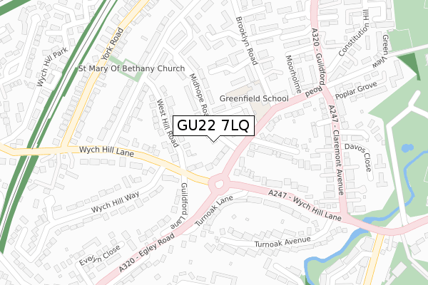 GU22 7LQ map - large scale - OS Open Zoomstack (Ordnance Survey)