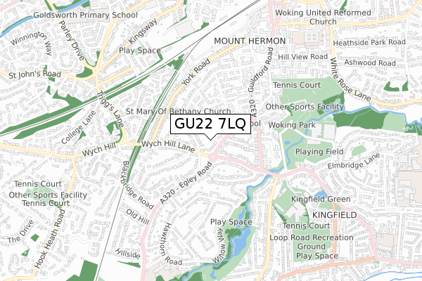 GU22 7LQ map - small scale - OS Open Zoomstack (Ordnance Survey)