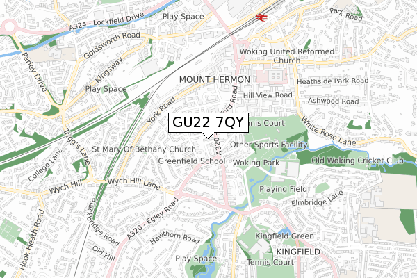 GU22 7QY map - small scale - OS Open Zoomstack (Ordnance Survey)