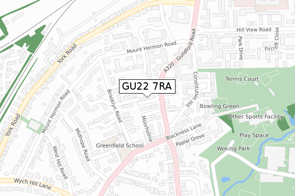 GU22 7RA map - large scale - OS Open Zoomstack (Ordnance Survey)