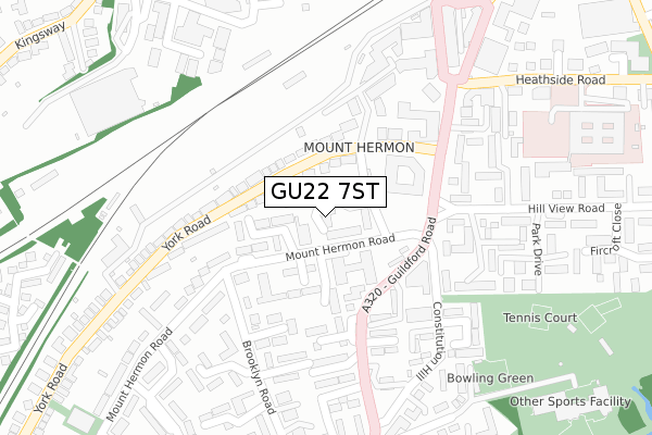 GU22 7ST map - large scale - OS Open Zoomstack (Ordnance Survey)