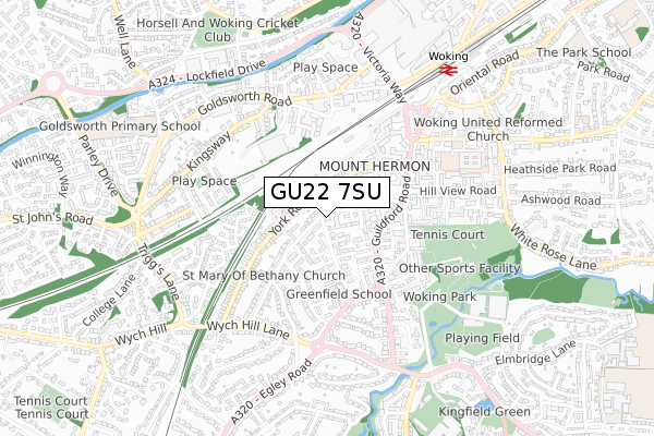 GU22 7SU map - small scale - OS Open Zoomstack (Ordnance Survey)