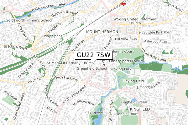 GU22 7SW map - small scale - OS Open Zoomstack (Ordnance Survey)