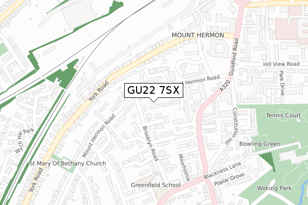 GU22 7SX map - large scale - OS Open Zoomstack (Ordnance Survey)