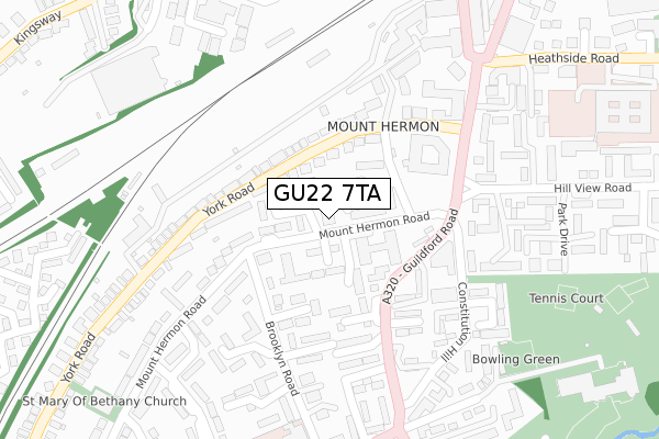 GU22 7TA map - large scale - OS Open Zoomstack (Ordnance Survey)