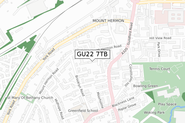 GU22 7TB map - large scale - OS Open Zoomstack (Ordnance Survey)