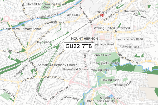 GU22 7TB map - small scale - OS Open Zoomstack (Ordnance Survey)