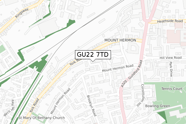 GU22 7TD map - large scale - OS Open Zoomstack (Ordnance Survey)