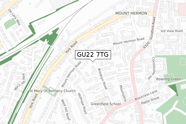 GU22 7TG map - large scale - OS Open Zoomstack (Ordnance Survey)