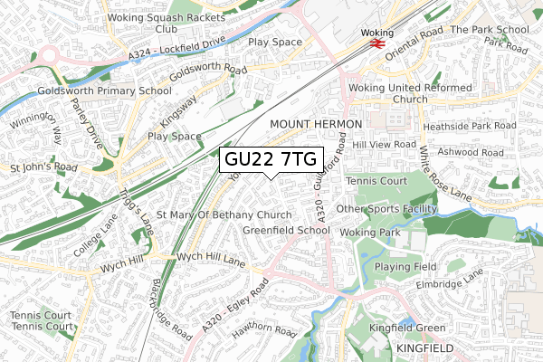 GU22 7TG map - small scale - OS Open Zoomstack (Ordnance Survey)