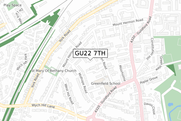 GU22 7TH map - large scale - OS Open Zoomstack (Ordnance Survey)