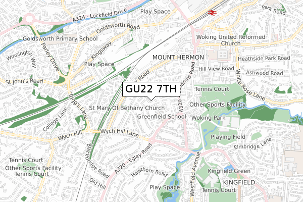 GU22 7TH map - small scale - OS Open Zoomstack (Ordnance Survey)